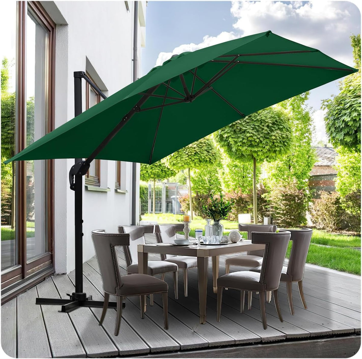 Sonnenschirme, 300 cm, wasserabweisend, für den Garten und die Terrasse, Grün, Jaxguom