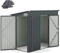 Gerätehaus Gartenhaus Metall, 235 × 117 × 185 cm, wasserdicht, für den Garten, Dunkelgrau, COSTWAY