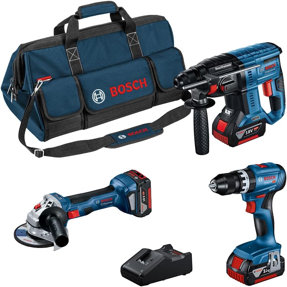 Bosch Akku-Bohrschrauber, 18 V, 4.0 Ah, bürstenlos, Blau/Schwarz/Rot
