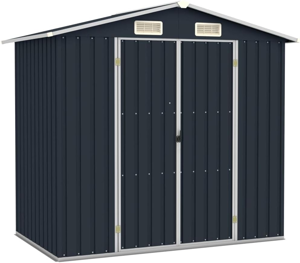 Gerätehaus, 205 × 129 × 183 cm, aus Stahl, für den Garten, Anthrazit, WSJHUHK