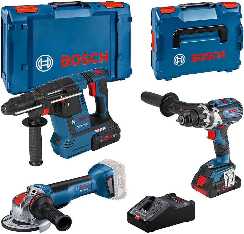 Bosch ProCORE18V-Akku Bohrmaschinensets, 4,0 Ah, 8.0 Ah, bürstenlos, Blau/Schwarz/Rot