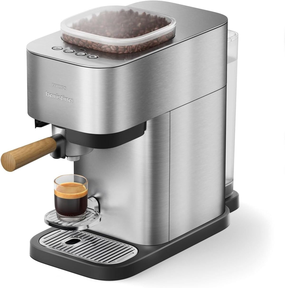 Philips BAR500/00 Kaffeevollautomat, 16 Bar, Silber/Holz, aus Edelstahl und Stahl