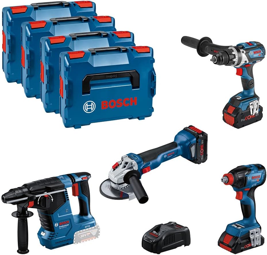 Bosch Akku-Bohrschrauber, 18 V, 5.5 Ah, 4.0 Ah, bürstenlos, Blau/Schwarz/Rot