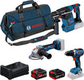 Bosch PRO 18V System Combo Akku-Bohrschrauber, 12 V, 5.0 Ah, Blau/Schwarz/Rot