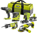 RYOBI R18CK4E-242S Werkzeug-Sets, 18 V, 2,0 Ah, 4,0 Ah, verstellbar, Grün/Schwarz