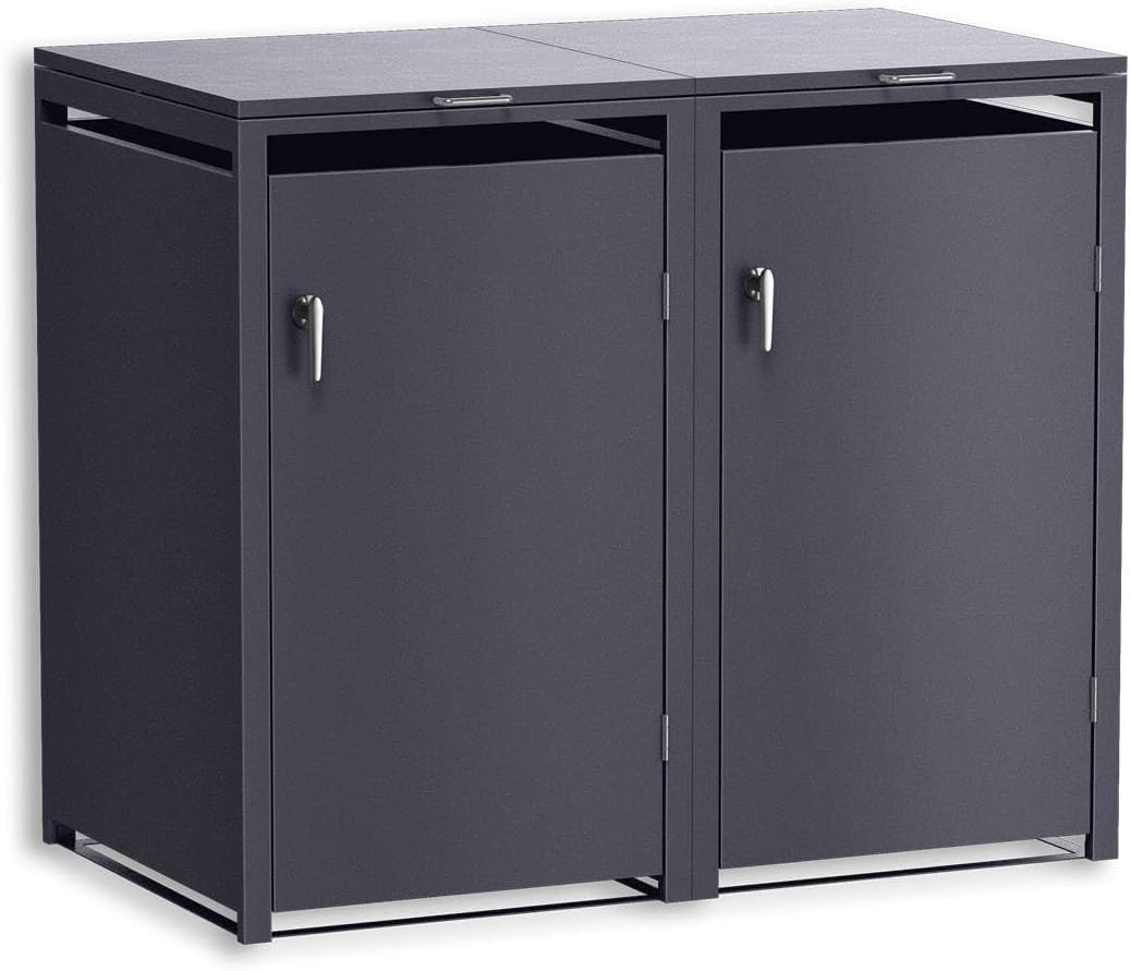 Mülltonnenbox, 240 L, aus Stahl, Anthrazitgrau, Metzler