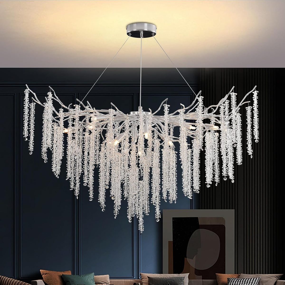 YZBEIMDAI Luxus Kronleuchter, höhenverstellbar, für das Wohnzimmer und das Schlafzimmer, Transparent