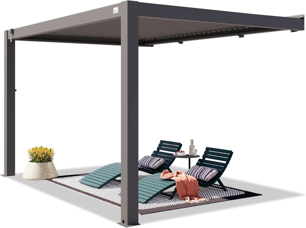 TOOLPORT Pergola, 3 × 4 m, mit Lamellendach, verstellbar, aus Aluminium, für die Terrasse, Anthrazit