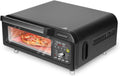 Genius Pizzaofen, 400 °C, aus Glas, verstellbar, mit LED, Schwarz