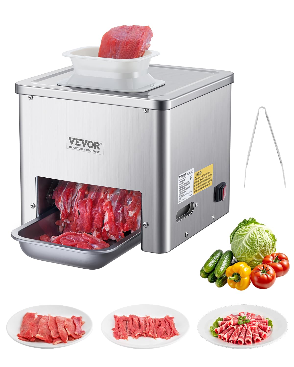 VEVOR Allesschneider, 550 W, 3,5 mm, 159 kg, aus Edelstahl und Stahl, Silber