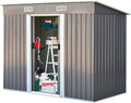 Gerätehaus, 238 × 131 × 181 cm, aus Metall, wasserdicht, mit Stauraum, für den Garten, Grau, HOMASIS