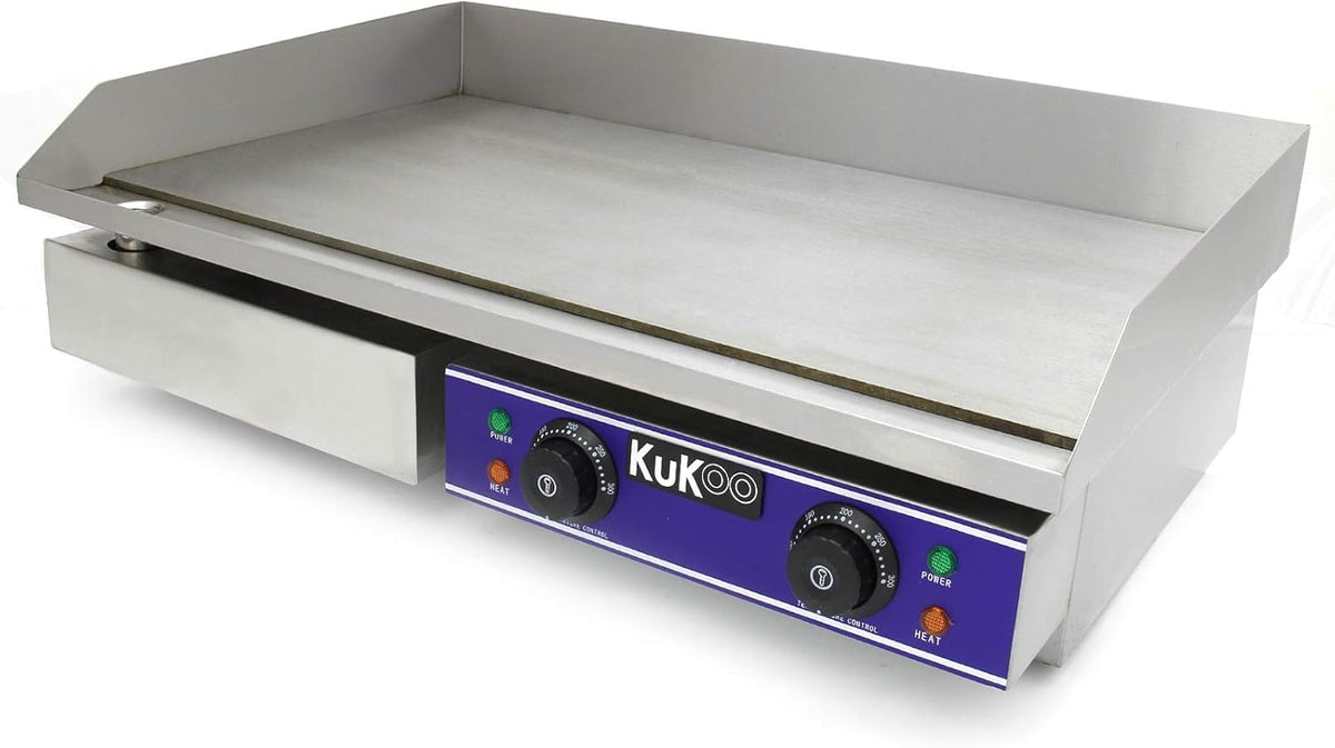 Elektrische Tischgrills, 220 Volt, aus Edelstahl und Stahl, Silber/Blau, KuKoo