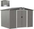 Gerätehaus, 260 × 207 × 180 cm, aus Metall, wasserdicht, für den Garten, Dunkelgrau, HOMASIS