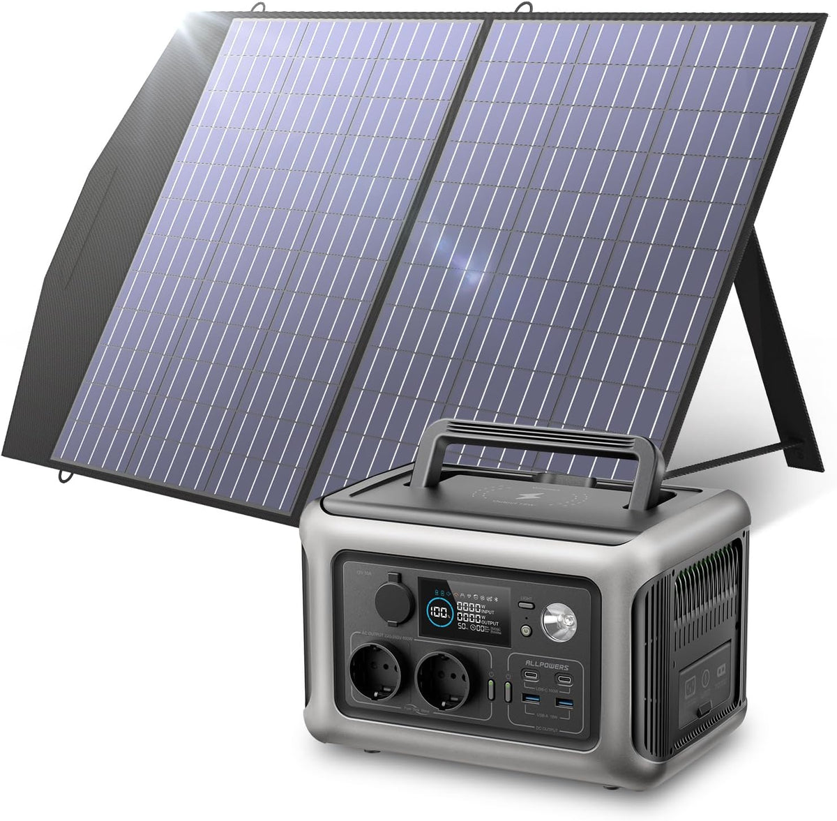 ALLPOWERS R600 Stromerzeuger, 600 W, 1200 W, 299 WH, mit USB, für den Garten und Camping, Grau/Schwarz