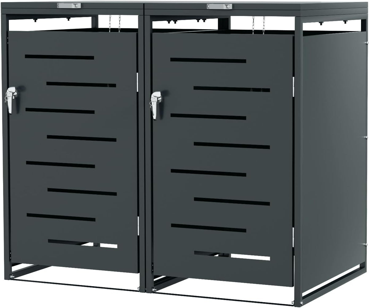 Mülltonnenbox, 120 L, 240 L, mit Magnetverschluss, aus Metall, Anthrazit, ISOISL
