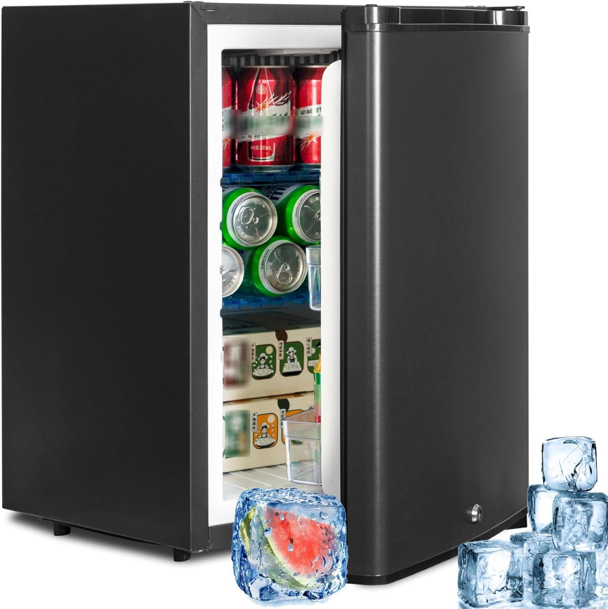 Kühlschrank 12v, 40 L, 230 v, verstellbar, mit LED, für das Büro und Camping, Schwarz, SMETA