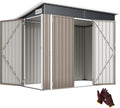 Outsunny Gerätehaus, 234 × 132 × 185 cm, aus Metall, für den Garten, Grau/Braun