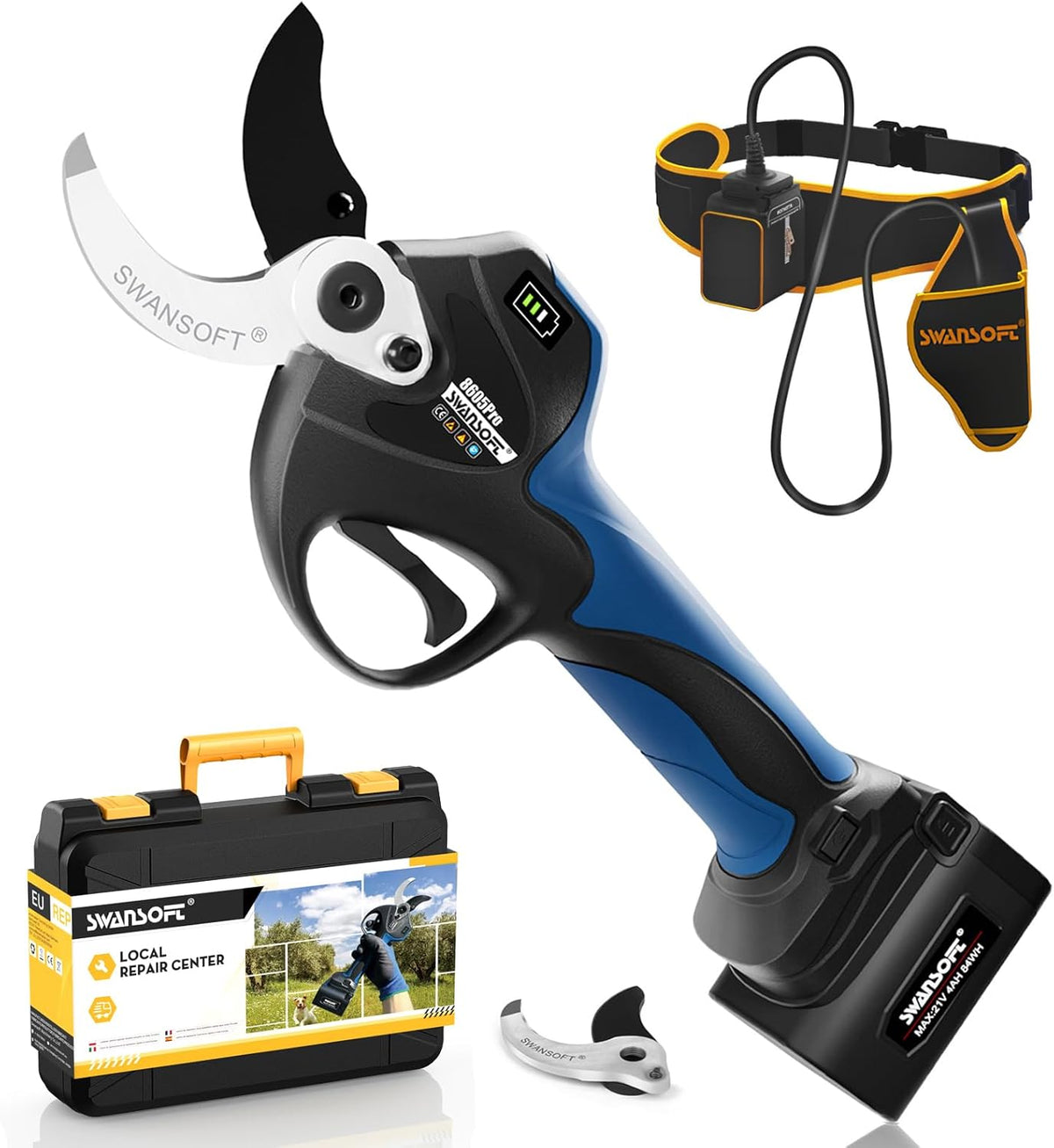 SWANSOFT Baumscheren & Gartenscheren, 4 Ah, 40 mm, für den Garten, Blau/Schwarz