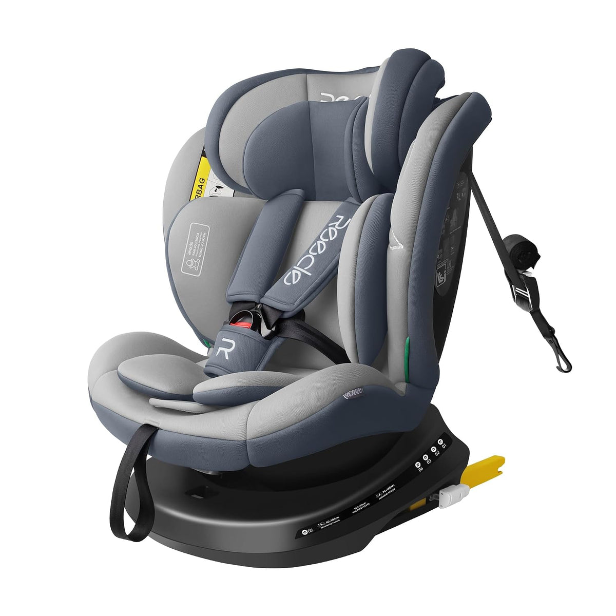 Autokindersitz R129, 40–150 cm, 0–36 kg, verstellbar, mit Liegeposition, Grau, Reecle