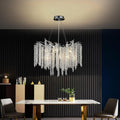 Kronleuchter, 60 cm, höhenverstellbar, für das Wohnzimmer, Silber, AHXIAOZN