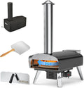 Pizzaofen, klappbar, für den Garten, Schwarz/Silber, Mimiuo