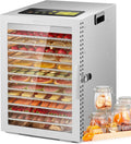 Kwasyo Dörrautomat Edelstahl Dörrautomaten, 30–90°C, mit Timer, verstellbar, mit LED, aus Edelstahl und Stahl, Silber
