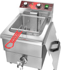 EGGKITPO Tiegelfritteusen, 12 l, 3000 W, 220 V, mit Timer, verstellbar, für die Küche, aus Edelstahl und Stahl, Silber/Rot