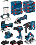 JG todotaladros BK602 Werkzeugsets, 18–125 V, 18 V, 5,0 Ah, Blau/Schwarz/Rot