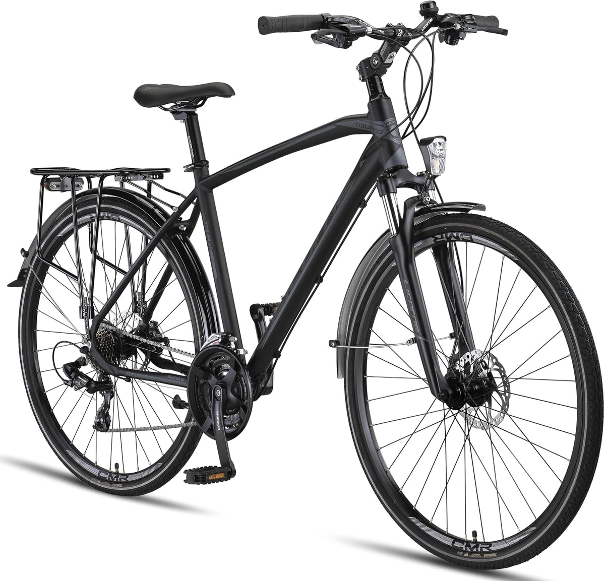 Licorne Bike Premium Touring Trekking E-Bike, 28 Zoll, aus Aluminium, Schwarz