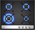 GASLAND GH6604BG1FC Kochfeld, 60 cm, Schwarz/Silber, aus Glas