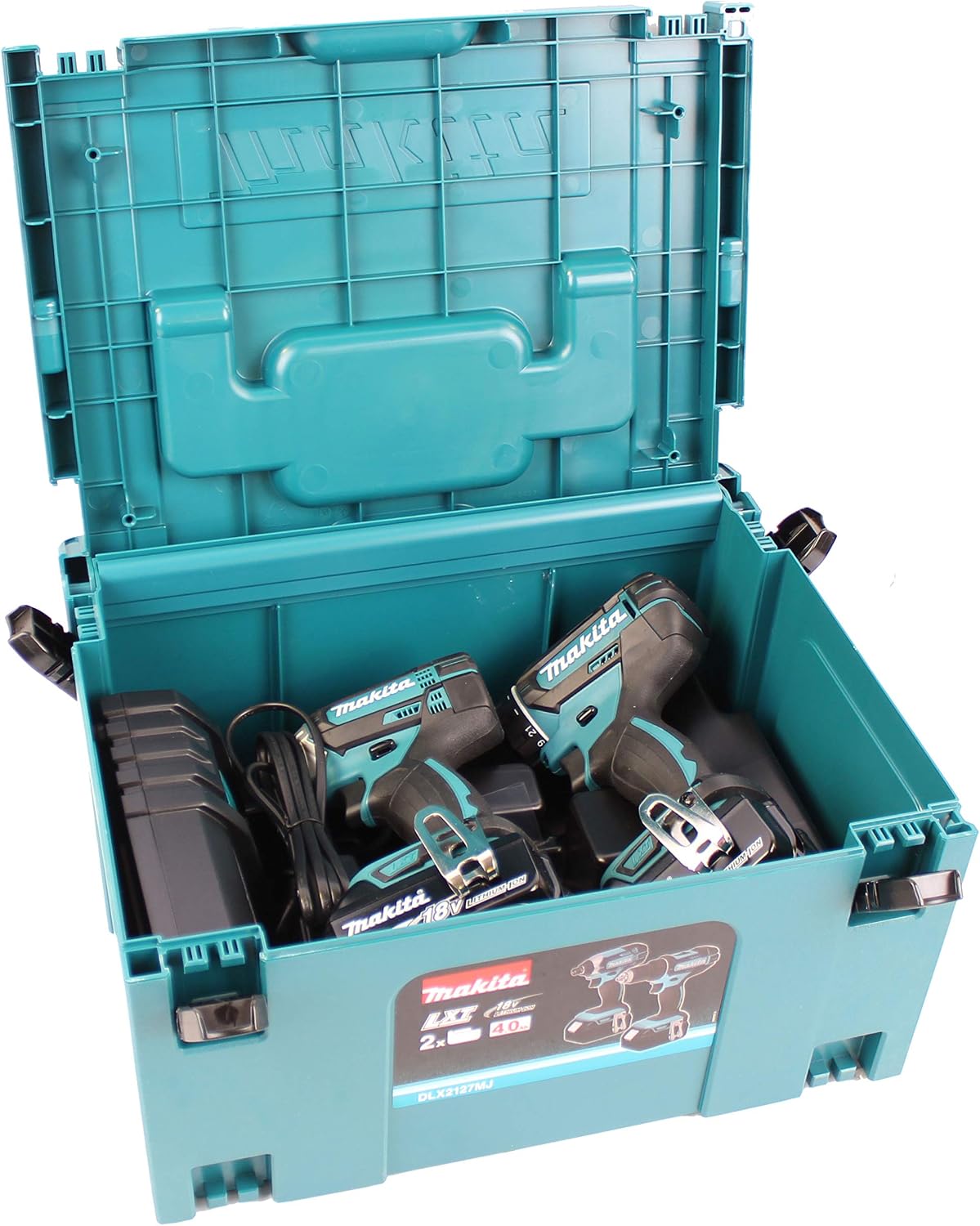 Makita DLX2127MJ Akku-Bohrschrauber, 4,0 AH, Türkis/Schwarz