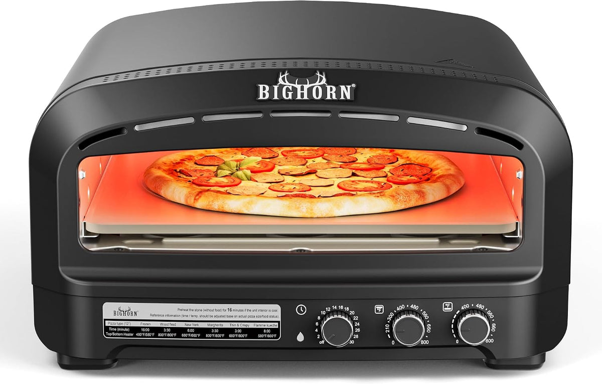 BIG HORN OUTDOORS Pizza Pizzaofen, für die Küche, Schwarz