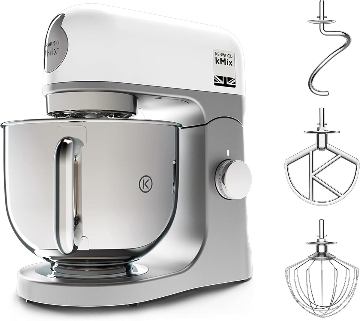Küchenmaschine KMX750WH, 5 l, aus Edelstahl und Stahl, für die Küche, Weiß/Silber