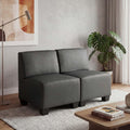Sofa Modular 2, aus Kunstleder und Leder, Dunkelgrau, Mendler