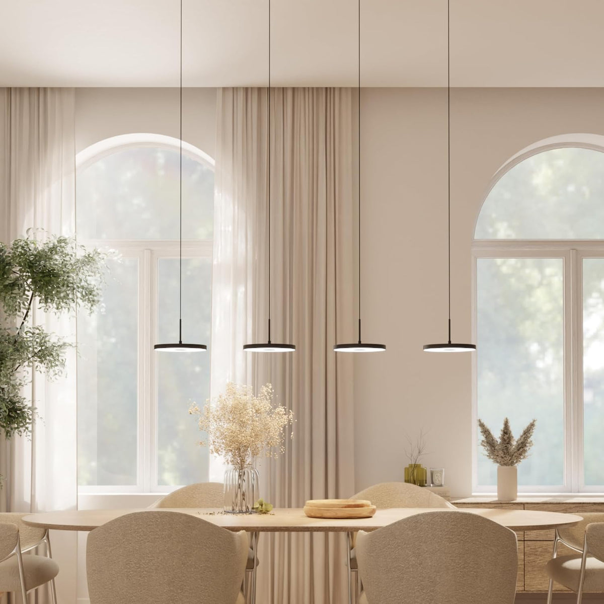 Esstisch, mit LED, höhenverstellbar, mit Fernbedienung, für das Wohnzimmer, Schwarz/Weiß, LUMIÈRE Design