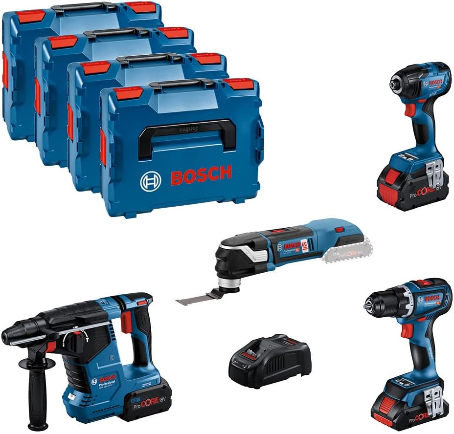 Bosch Akku-Bohrschrauber, 18 V, 4.0 Ah, 5.5 Ah, bürstenlos, Blau/Schwarz/Rot