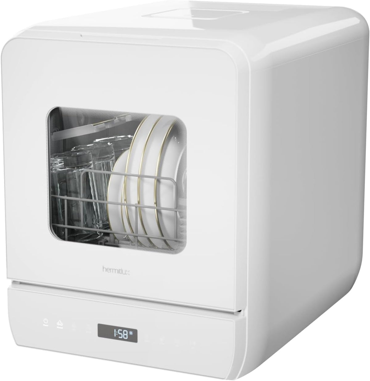 Hermitlux Tischgeschirrspüler Geschirrspüler, 5 L, Weiß