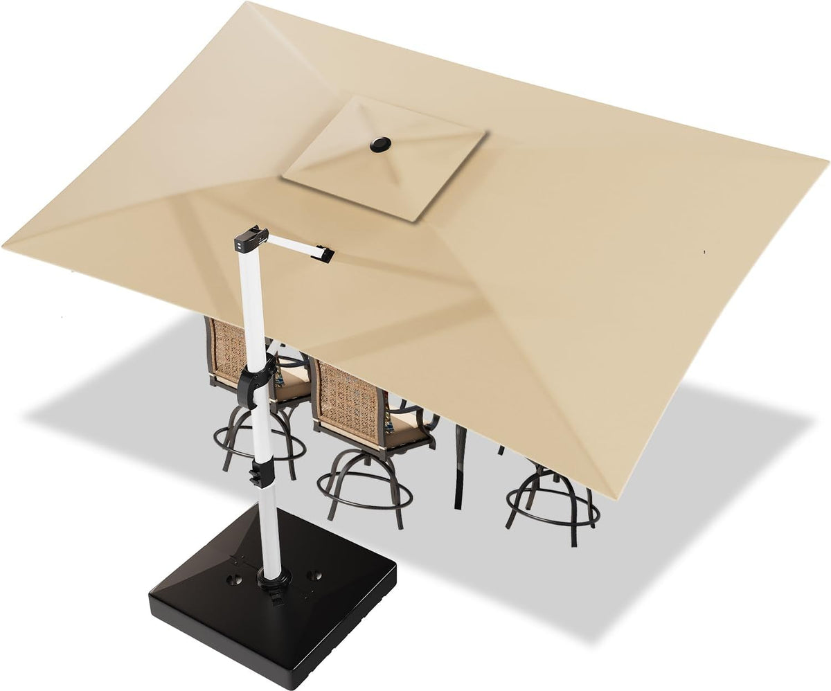 Sonnenschirme, 300 × 400 × 260 cm, mit Doppeldach, wasserabweisend, für den Garten, Beige, Devoko