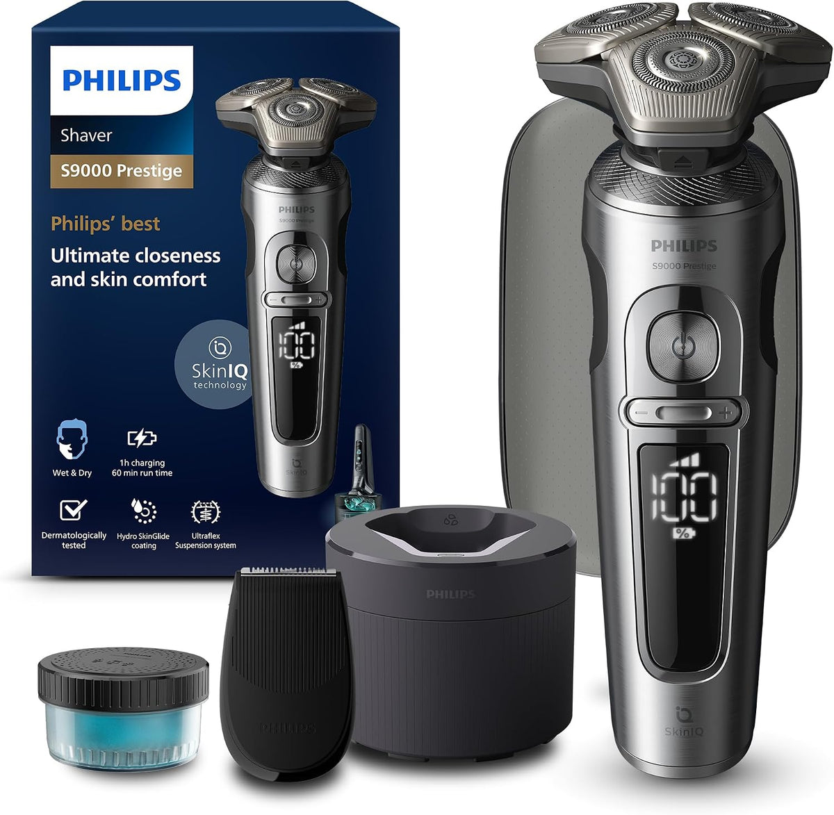Philips S9000 Rotationsrasierer, Silber/Schwarz