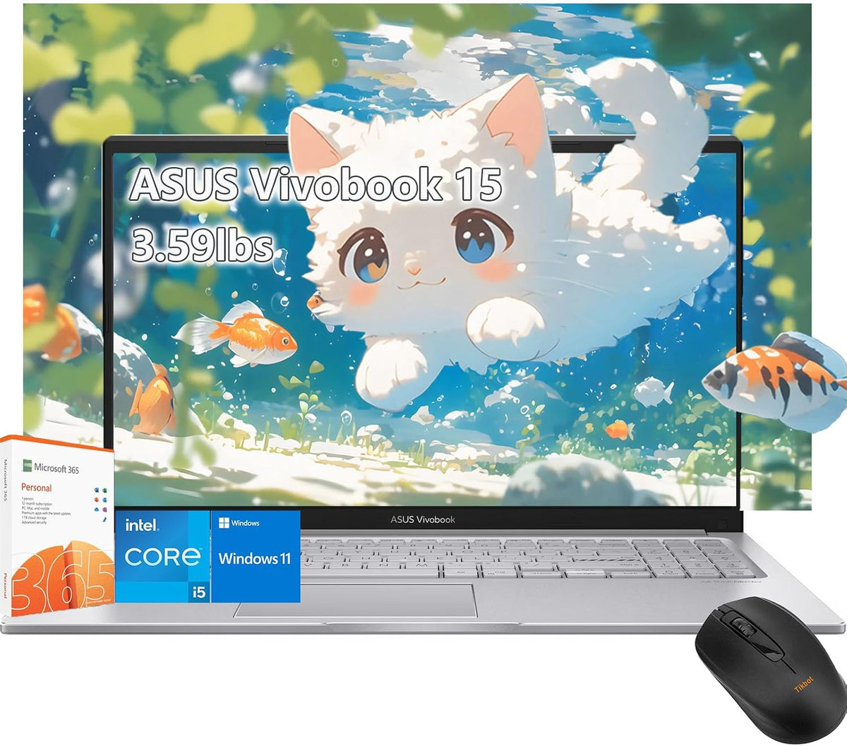 ASUS i5 Notebook, 16 GB, 1 TB, Silber, mit WLAN, mit USB