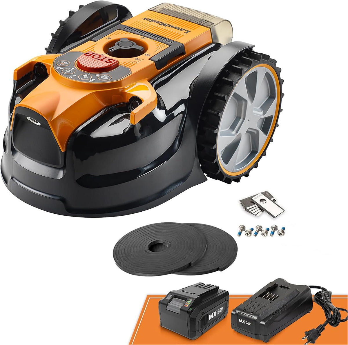 Mähroboter OcuMow16, ohne Begrenzungskabel, kabellos, Schwarz/Orange, Lawnmaster
