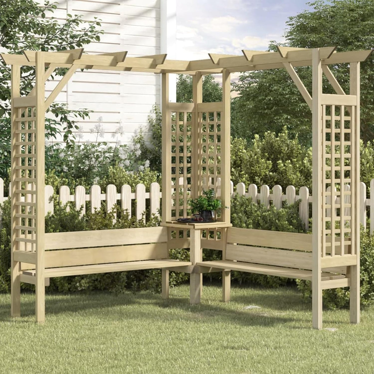 Pergola, aus Kiefernholz, für den Garten, Beige, ShCuShan