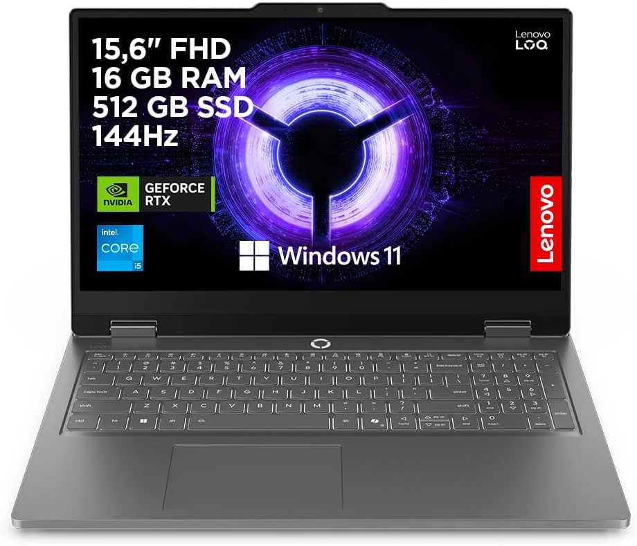 Lenovo i5-13450HX Notebook, 16 GB, 144 Hz, Grau, mit KI-Erkennung