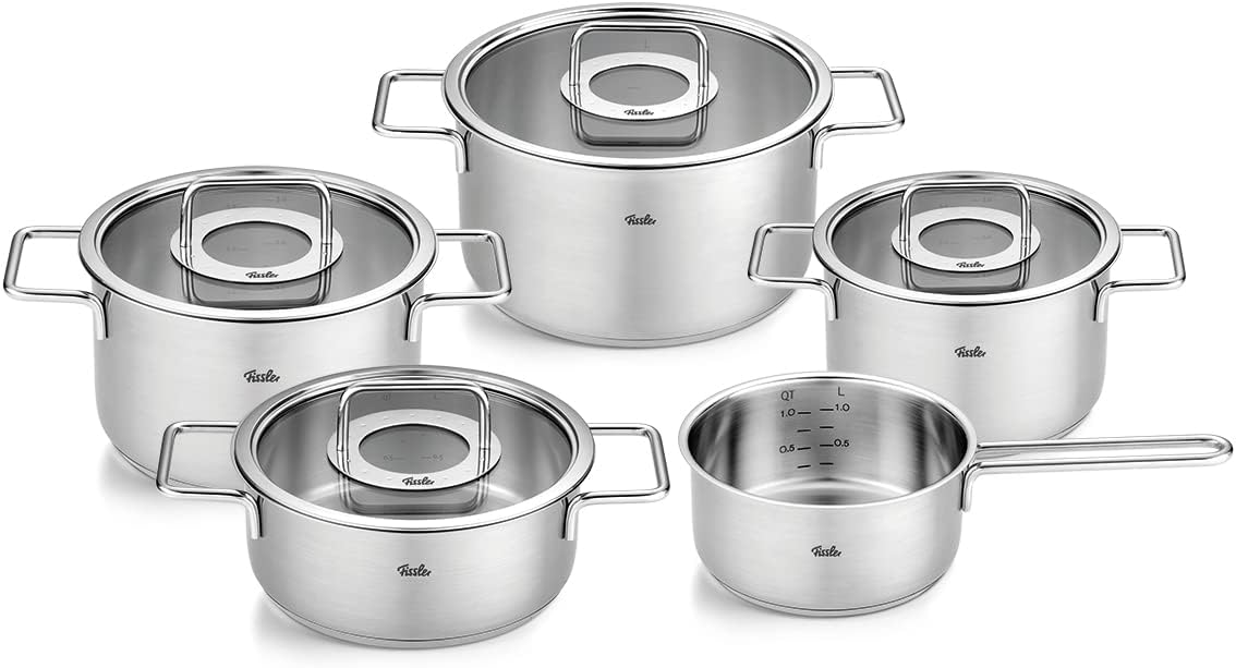 Topfsets Pure Collection/Edelstahl, aus Edelstahl und Stahl, Silber, Fissler