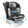 Miophy R129/04 Autokindersitz, 40–150 cm, höhenverstellbar, mit Liegeposition, Schwarz/Grau/Weiß