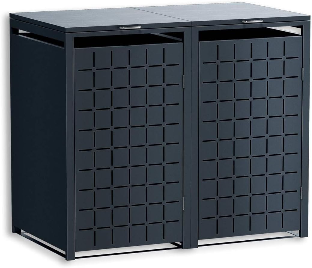Mülltonnenbox, 240 L, wasserdicht, aus Metall, Anthrazit, Metzler