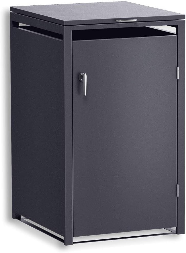 Mülltonnenbox, 240 L, aus Stahl, Grau, Metzler