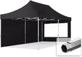 TOOLPORT Faltzelt Professional 3x6 m Gartenpavillon, 3 × 6 m, mit 2 Seitenteilen, wasserdicht, Schwarz