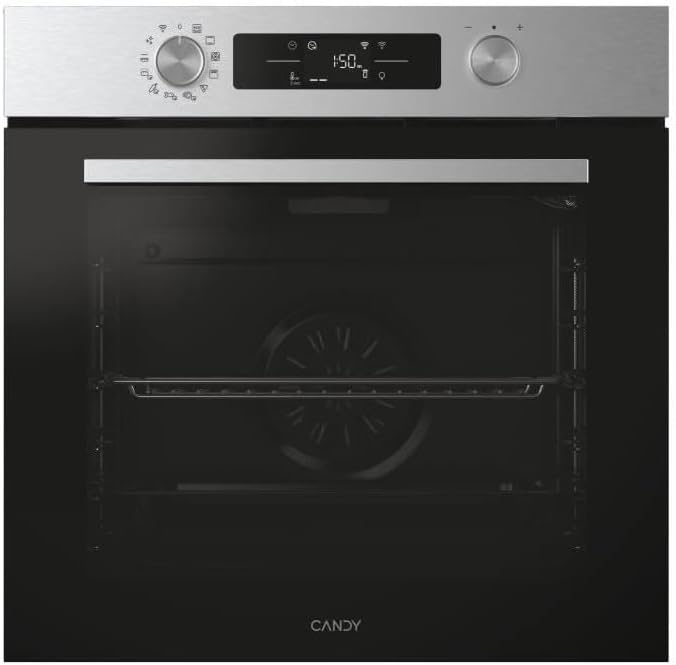 CANDY CA6 Backofen, 59,5 × 59,5 × 56,8 cm, mit WLAN, Schwarz/Edelstahl, aus Edelstahl und Stahl