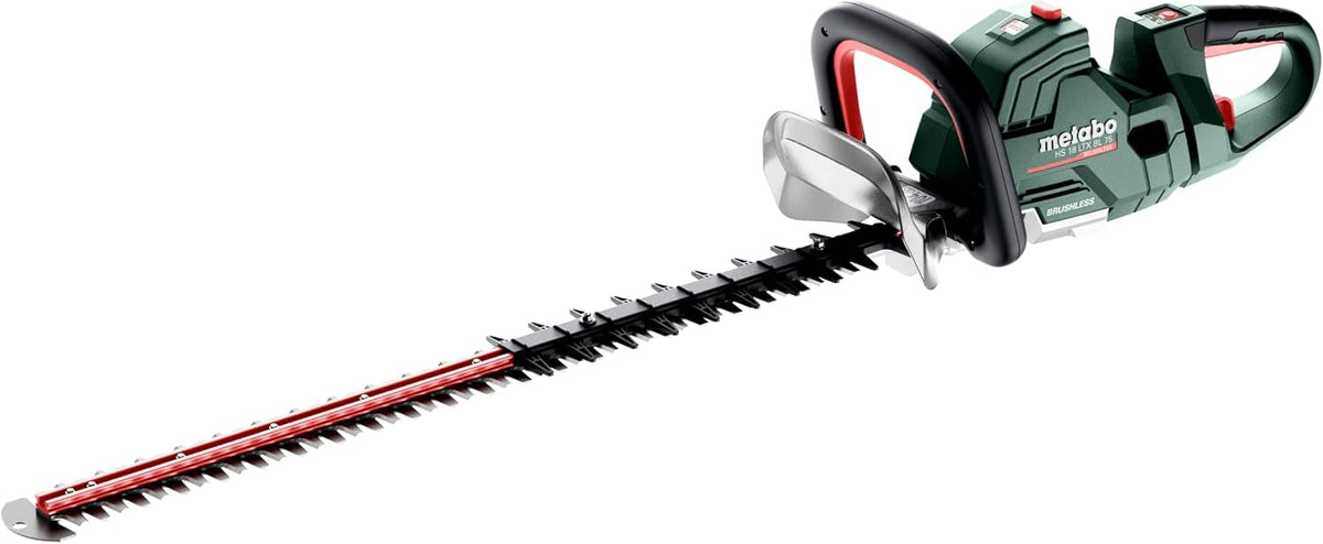 metabo Heckenschere, 75–18V, 75 cm, bürstenlos, ohne Akku, ohne Ladegerät, Grün/Schwarz/Rot